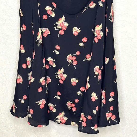 For Love & Lemons Dress Womens Small Black Cherry Print Tie Front Backless Rayon - Picture 9 of 11